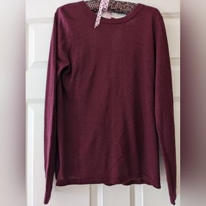 Minnie Rose cashmere sweater Plum silk peekaboo back Medium Fall